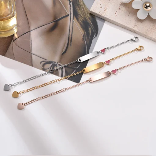 Bracelet coeur personnalisé pour petite fille et garçon – Image 3