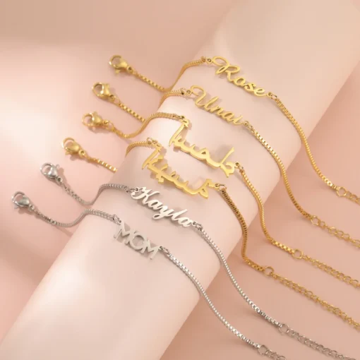 Bracelet avec nom personnalisé pour femmes et filles,