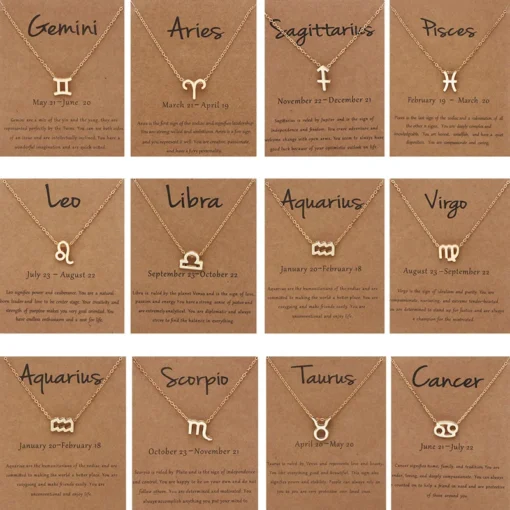 Collier avec 12 signes du zodiaque pour femmes, 1 pièce, 12 constellations