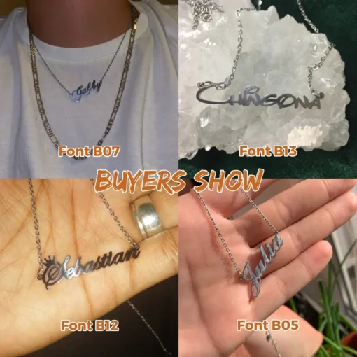 collier avec nom personnalisé, ras du cou doré, en acier inoxydable, – Image 3